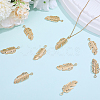 10Pcs 304 Stainless Steel Feather Pendants STAS-BBC0009-98-4