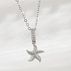 Ocean Summer Brass Pave Clear Cubic Zirconia Pendant Necklaces FS-WG82AA1-22-1