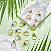 14Pcs 14 Styles 304 Stainless Steel & Gemstone Chip & Evil Eye Resin Finger Rings NJEW-WR00011-4