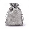 Polyester Imitation Burlap Packing Pouches Drawstring Bags ABAG-R004-14x10cm-11-1