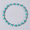 Beach Vacation Style Natuarl Aquamarine & Dyed White Jade Beaded Stretch Bracelet Women RO9590-4-1