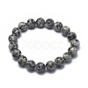 Natural Sesame Jasper/Kiwi Jasper Bead Stretch Bracelets BJEW-K212-A-033-2