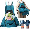 Outdoor Gardening Oxford Fabric Apron and Nylon Safety Work Gloves Sets AJEW-GF0010-19B-1