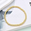 Brass Round Beaded Stretch Bracelets for Men Women BJEW-B148-05B-G-1