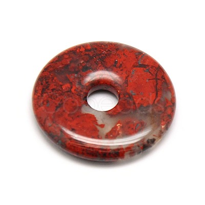 Donut/Pi Disc Natural Gemstone Pendants G-L234-30mm-03-1