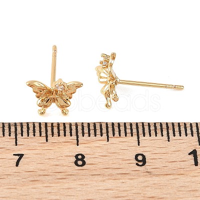 SHEGRACE Brass Micro Pave Clear Cubic Zirconia Stud Earrings XGRQ4N197-725G-1