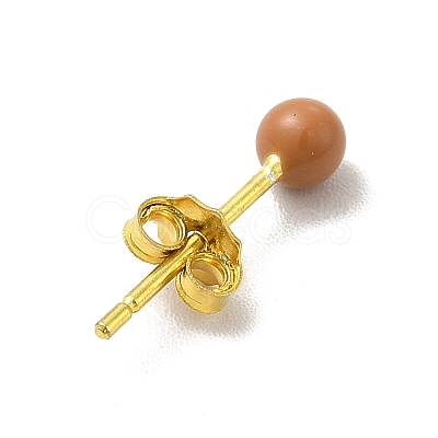 Enamel Round Ball Stud Earrings EJEW-C020-01G-05-1