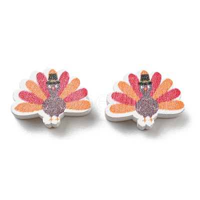 Painted Autumn Wood Beads WOOD-H105-03-1