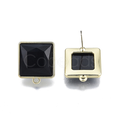 Alloy Stud Earring Findings with Resin PALLOY-N150-84A-1