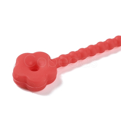 Flower Shape Silicone Cable Zip Ties AJEW-C034-01B-1