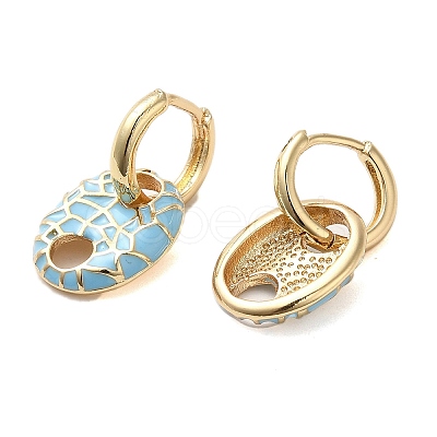 Oval Real 18K Gold Plated Brass Dangle Hoop Earrings EJEW-L268-007G-04-1