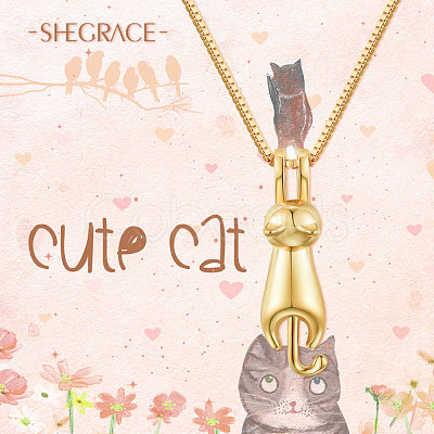 925 Sterling Silver Kitten Pendant Necklace JN427D-1