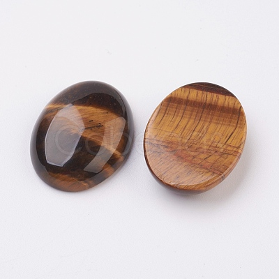 Natural Tiger Eye Flat Back Cabochons G-G741-10x14mm-01-1