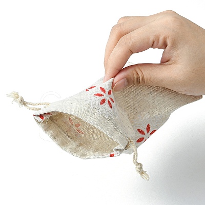 10Pcs 5 Styles Printed Polycotton(Polyester Cotton) Packing Pouches Drawstring Bags ABAG-YW0001-05-1
