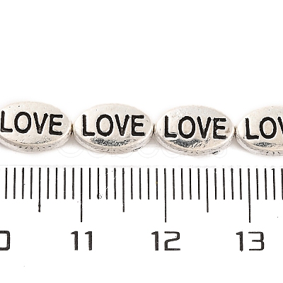 Oval with Word Love Tibetan Style Alloy Bead Strands X-TIBEB-O007-24-LF-1