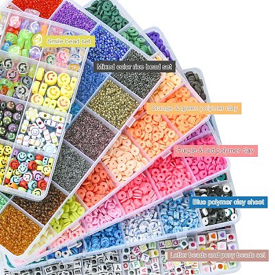 DIY Handmade Polymer Clay & Glass Seed Beads Bracelets Making Kits DIY-YW0011-15-1