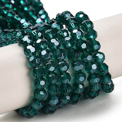 Faceted(32 Facets) Electroplate Glass Bead Strands X-EGLA-R015-4mm-13-1