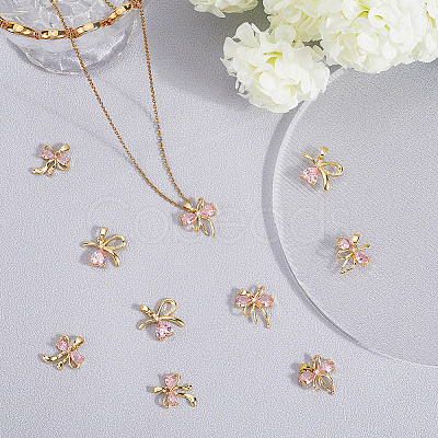 12Pcs 3 Style Brass Micro Pave Cubic Zirconia Pendants KK-BBC0019-52-1