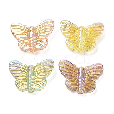 UV Plating Rainbow Iridescent Acrylic Beads OACR-O008-05-1