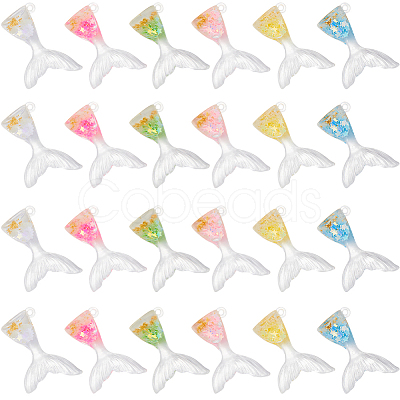 24Pcs 6 Colors Luminous Transparent Resin Pendants RESI-SP0001-01-1