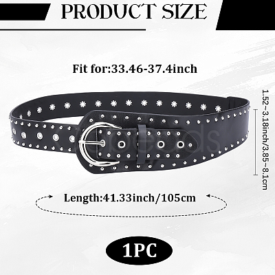 Imitation Leather with Alloy Rivets Chain Belts AJEW-WH20006-449A-1
