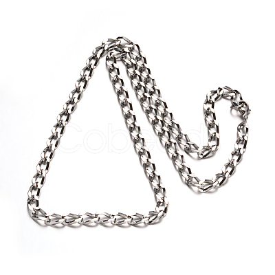 Non-Tarnish 304 Stainless Steel Curb Chain Necklaces X-NJEW-M150-01P-1