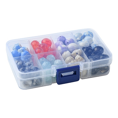 80Pcs 8 Colors Two Tone Transparent/Opaque Acrylic Beads TACR-FS0001-48-1