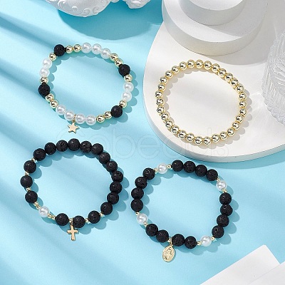 4Pcs 4 Styles Gemstone Beaded Stretch Bracelets Sets BJEW-JB111342-1
