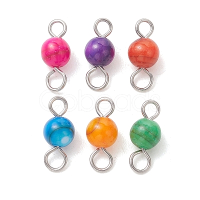 Dyed Natural Freshwater Shell Round Links Connector Charms PALLOY-JF05445-02-1
