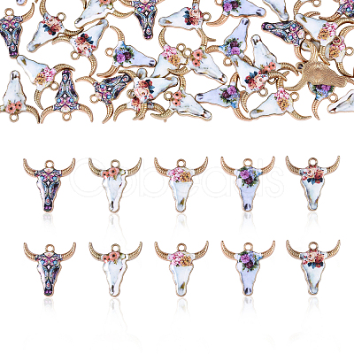 50Pcs 5 Style Zinc Alloy Enamel Pendants PALLOY-CJ0001-145-1