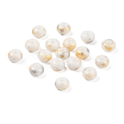 Opaque Spray Painted Glass Beads GLAA-G118-01K-1