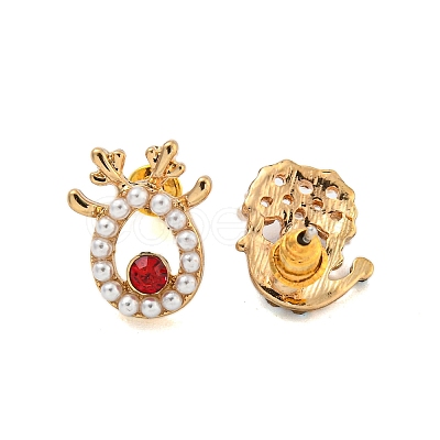 Christmas Alloy Colorful Rhinestone & Plastic Asymmetrical Stud Earrings for Women LS-EJEW-M256-02A-G-1