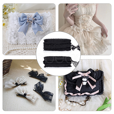 2 Cards 2 Styles Polycotton Pleated Elastic Lace Ribbon OCOR-FG0001-69B-1