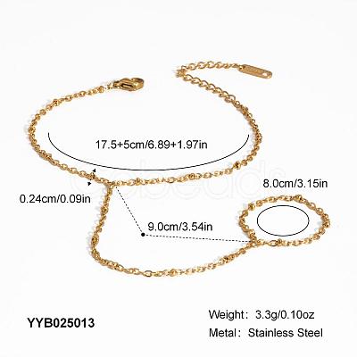 304 Stainless Steel Cable Chain Finger Ring Bracelets for Women XO2335-1-1