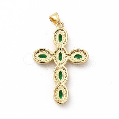 Rack Plating Brass Cubic Zirconia Pendants KK-G456-25G-04-1