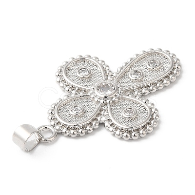 Rack Plating Brass Micro Pave Cubic Zirconia Pendants KK-R143-02P-1