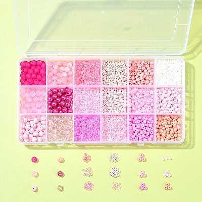 Transparent Glass Beads with Seed Beads GLAA-FS0001-82-1