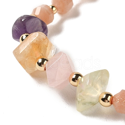 Faceted Natural Sunstone Stretch Beaded Bracelets BJEW-P318-01G-04-1