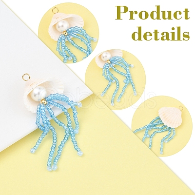 Natural Shell & Glass Pearl Big Pendants PALLOY-FS00032-1