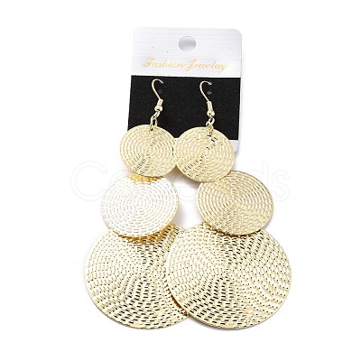 Layered Flat Round Dangle Earrings for Girl Women EJEW-I258-05G-1