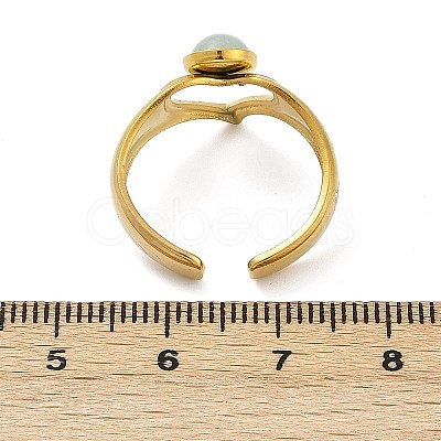 316 Stainless Steel with Natural Mixed Gemstone Cuff Rings RJEW-Z098-01G-13-1