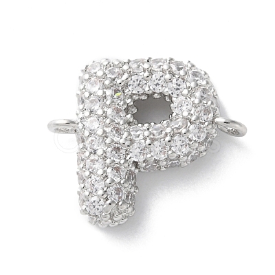 Brass Micro Pave Cubic Zirconia Letter Links KK-I717-04P-P-1