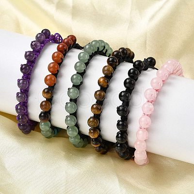 Adjustable Natural & Synthetic Mixed Gemstone Beads Braided Bead Bracelets for Women BJEW-L713-B-1