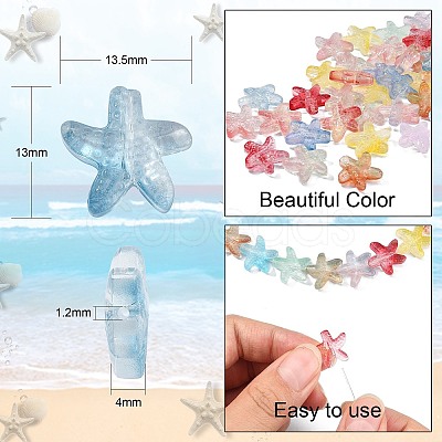 100Pcs Two Tone Transparent Glass Beads GLAA-CJ0001-84-1