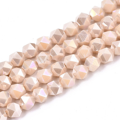 Electroplate Opaque Glass Beads Strands EGLA-T019-05V-1