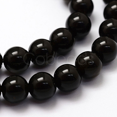 Natural Golden Sheen Obsidian Beads Strands G-F364-08-6mm-1