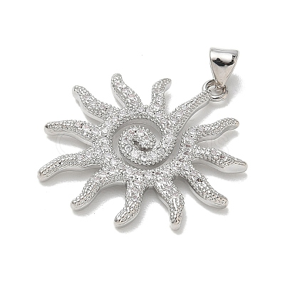 Brass Clear Cubic Zirconia Pendants KK-E796-07P-1