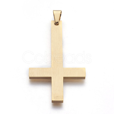 304 Stainless Steel Saint Peter's Cross Big Pendants Ion Plating(IP) STAS-L218-04G-1