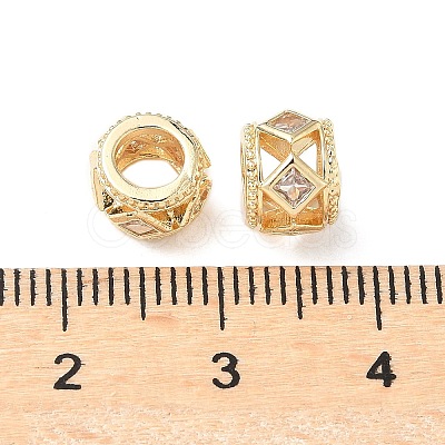 Brass Micro Pave Clear Cubic Zirconia European Beads KK-A254-16G-1