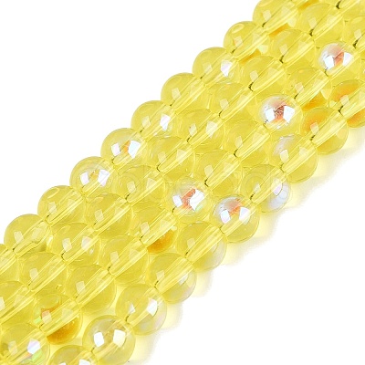 Transparent Electroplate Glass Beads Strands EGLA-Q132-6MM-01A-01-1
